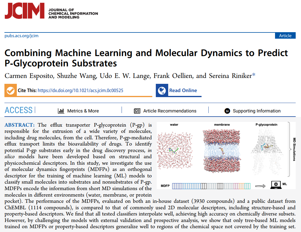 JCIM | 從分子動力學軌跡中提取特征預測P-糖蛋白底物 JCIM | 從分子動力學軌跡中提取特征預測P-糖蛋白底物